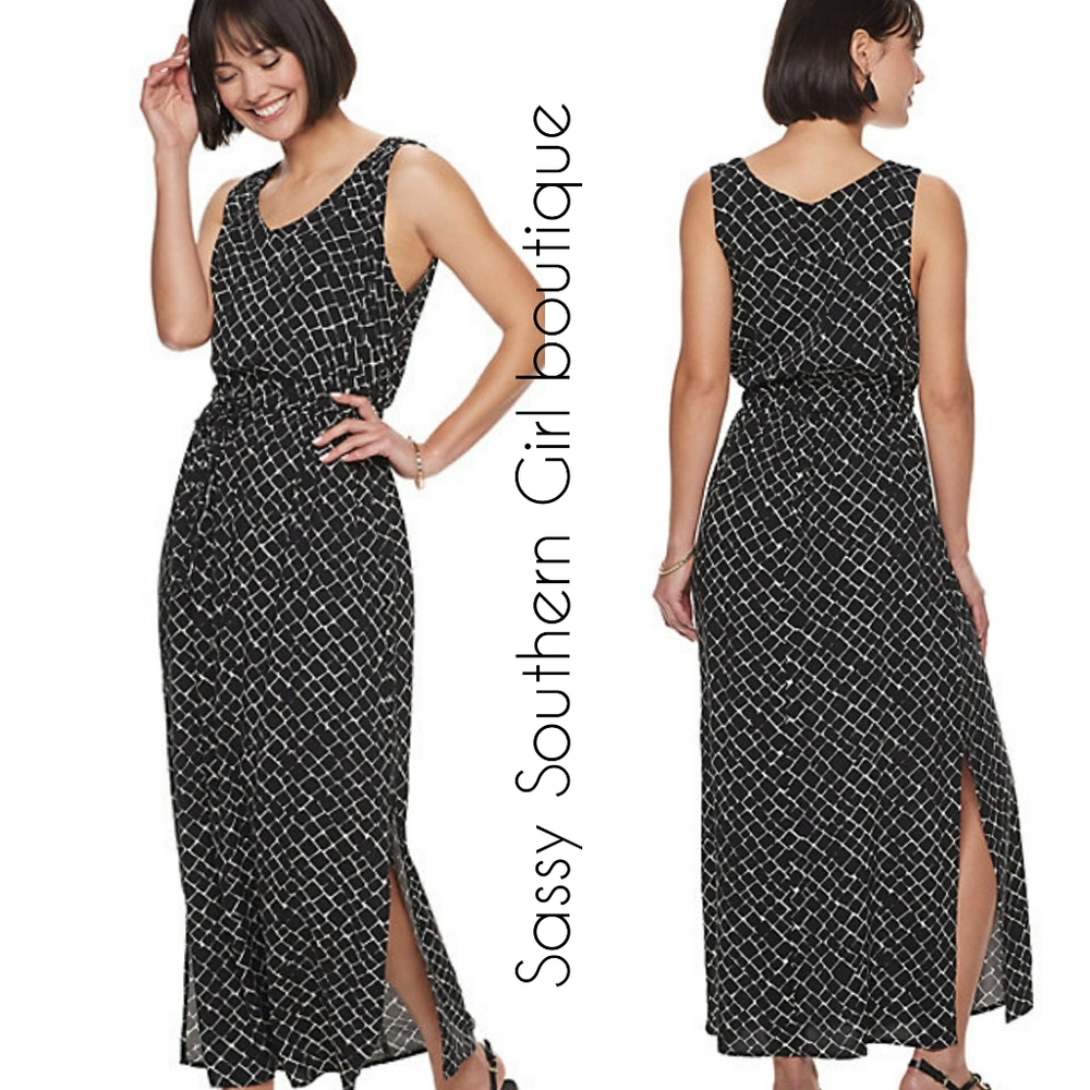 🆕⭐ Black white graphic maxi dress